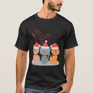 Camiseta Gatos Cantando Música De Natal