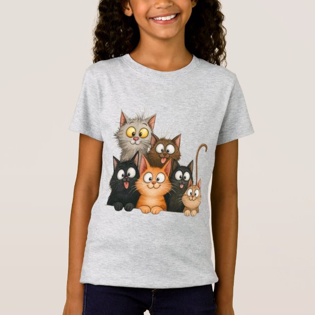 Camiseta Gatos Caprichosos Fofos (Frente)