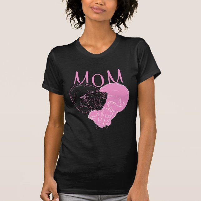 Camiseta Gatos Cardíacos Rosa MOM (Frente)