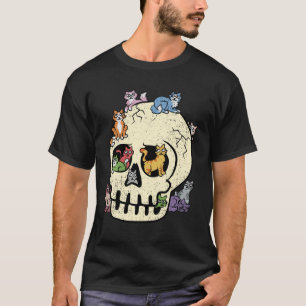 Camiseta Gatos Caveira Halloween Esqueleto Ossos Gatinho Ho
