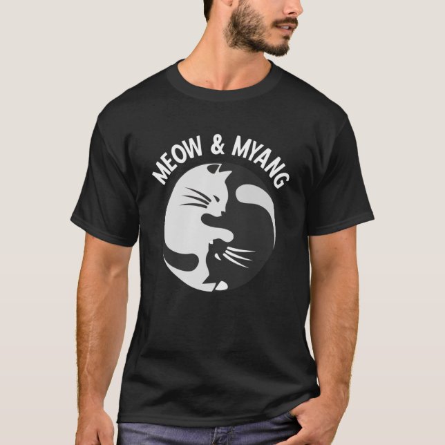 Camiseta Gatos Chineses Meow E Myang Yin Yang Cat (Frente)