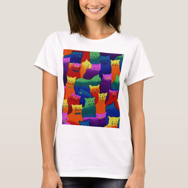 Camiseta Gatos coloridos (Frente)