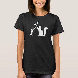 Camiseta Gatos Com Borboletas Proprietárias De Gatos De Gat