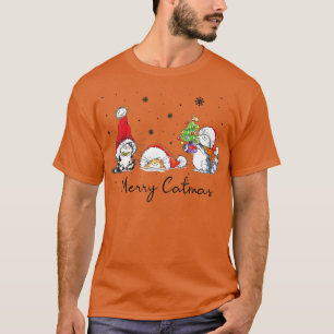 Camiseta Gatos Com Feliz De Santa Hat Catmas Natal