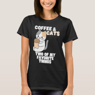 Camiseta Gatos com uma taça de café 2 da minha coisa favori