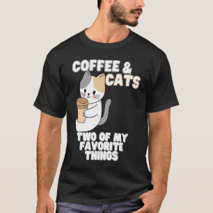Camiseta Gatos com uma taça de café 2 da minha coisa favori