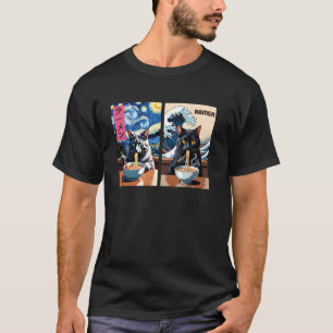 Camiseta Gatos Comem Ramen u2013 Arte Noite Estrelada, Kana