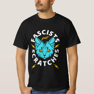 Camiseta Gatos Contra Fascistas Protestam Gráfico Clássico