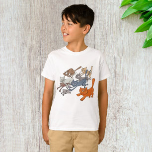 Camiseta Gatos Correndo Padrão Gatinhos Caprichosos