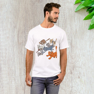 Camiseta Gatos Correndo Padrão Gatinhos Caprichosos