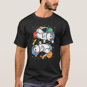 Camiseta Gatos Cósmicos em Astronauta Espacial Exterior par