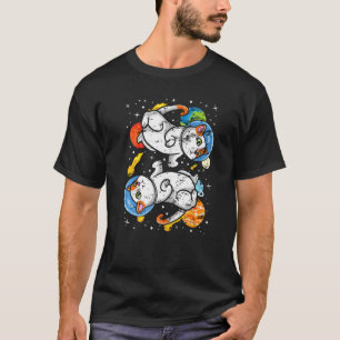 Camiseta Gatos Cósmicos no Astronauta do Espaço Sideral Par