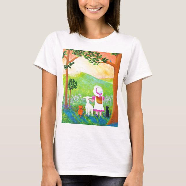 Camiseta Gatos cristãos Creationarts transversal da menina (Frente)