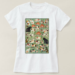 Camiseta Gatos da era de Edo, Utagawa Yoshifuji, Ukiyo-e