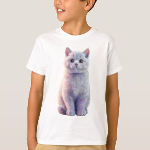 Camiseta Gatos da Galáxia Pastel Iridescente para Crianças
