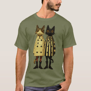 Camiseta Gatos da Moda – Gato Excêntrico em Casacos e Botas