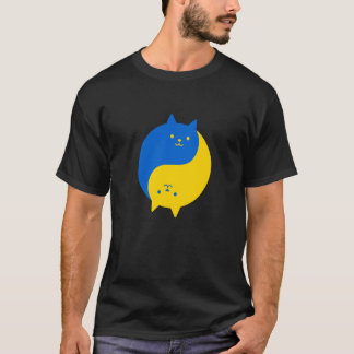 Camiseta Gatos da Vitória Azul e Amarelo Yin Yang Equilibra
