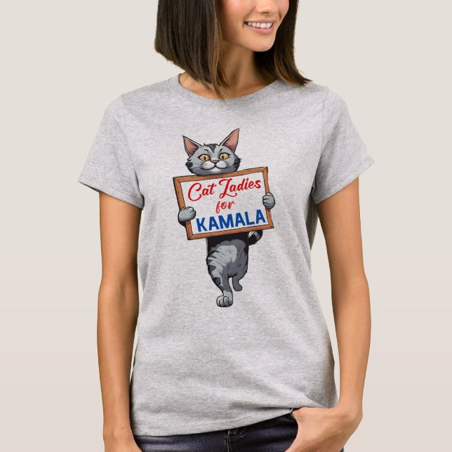 Camiseta Gatos-damas para kamala (Frente)