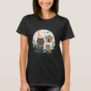 Camiseta Gatos Dark Cottagecore com Cabana e Lua Crescente