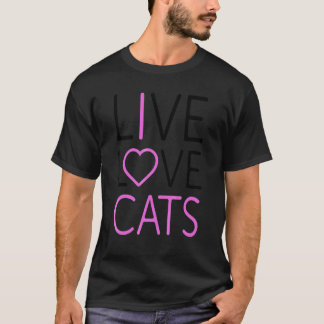 Camiseta Gatos De Amor Engraçados Ao Vivo Gráfico Para Gato