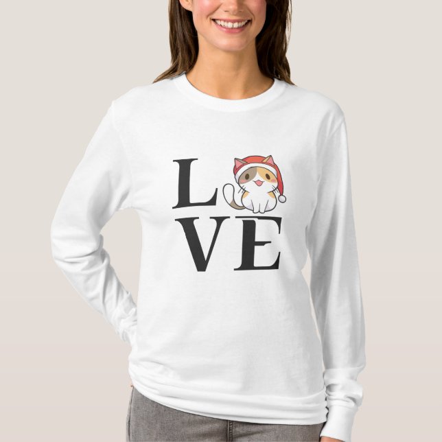 Camiseta Gatos de Amor – Gatinho de Papai Noel (Frente)