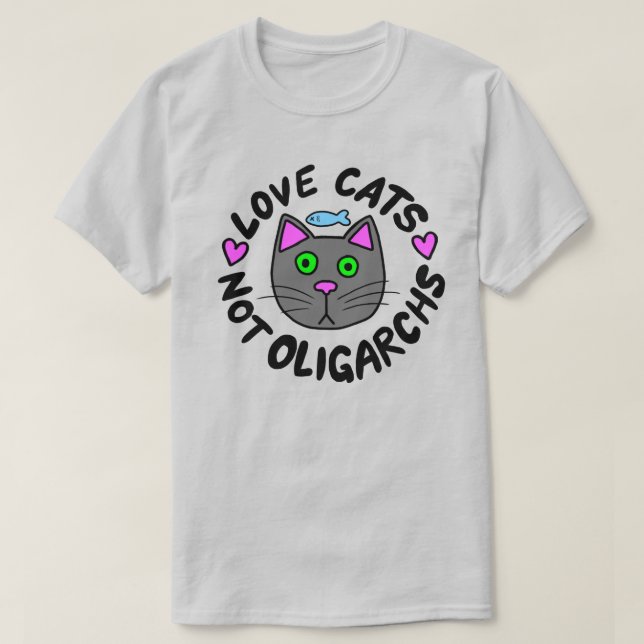 Camiseta Gatos De Amor, Não Oligarquês (Frente do Design)