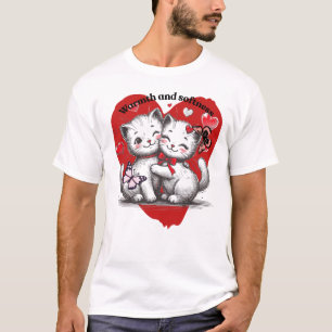 Camiseta Gatos de Amor Quente e Borboletas Arte Suave