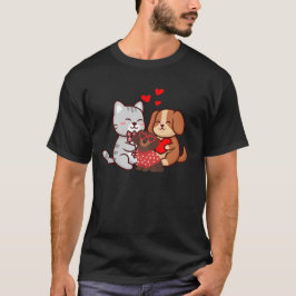 Camiseta Gatos de Amor Tipografia Fofo Design de Amante de