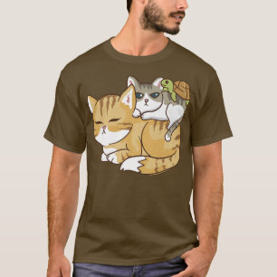Camiseta Gatos de anime Kawaii e uma tartaruga Kawaii