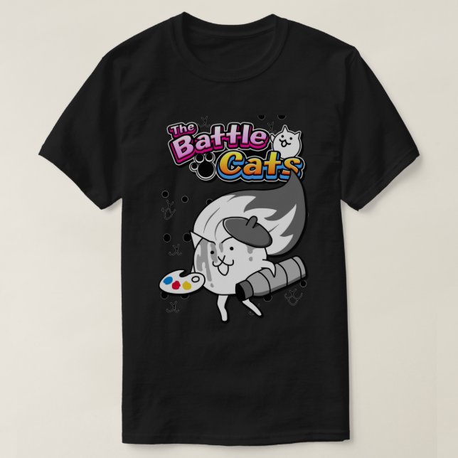 Camiseta Gatos de Batalha de Gato Pintor (Frente do Design)