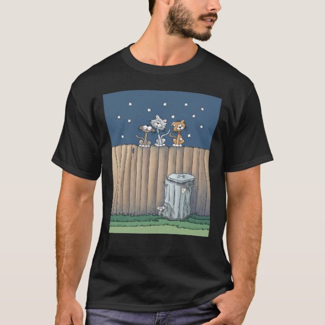 Camiseta Gatos de beco em uma cerca (Frente)