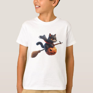 Camiseta Gatos de bruxa do Dia das Bruxas Andando de Bambu
