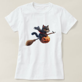 Camiseta Gatos de bruxa do Dia das Bruxas Andando de Bambu
