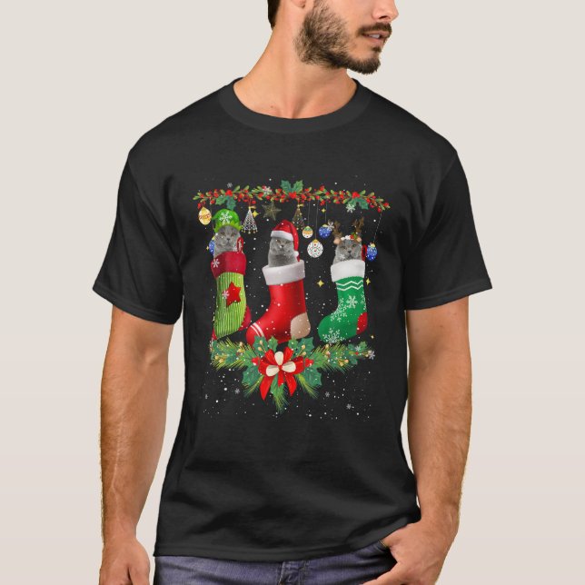 Camiseta Gatos De Cabra De Natal Britânicos (Frente)