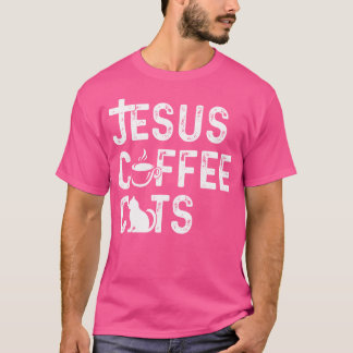 Camiseta Gatos De Café Cristão Jesus - Cafeína De Gato Reli