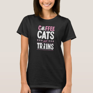 Camiseta Gatos de Café e Observador de Trens Entusiasta