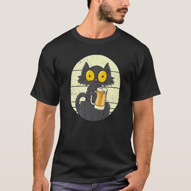 Camiseta Gatos De Cerveja De Gato Preto, Gato De Gato, De G (Frente)