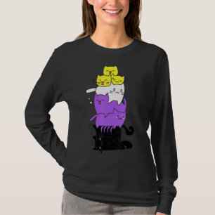 Camiseta Gatos De Cuta De Sinalizador Não Binário Empilham