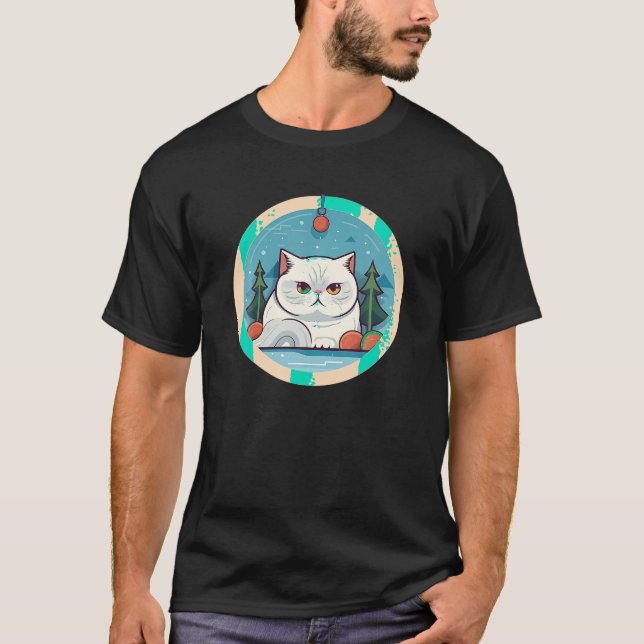 Camiseta Gatos de Enfeites de natal de gato exótico (Frente)