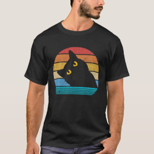 Camiseta Gatos De Estilo De Vintagem De Gato Preto Retroati