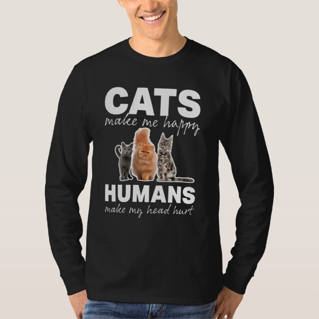 Camiseta Gatos De Gato Me Fazem Humanos Felizes Fazer Minha (Frente)