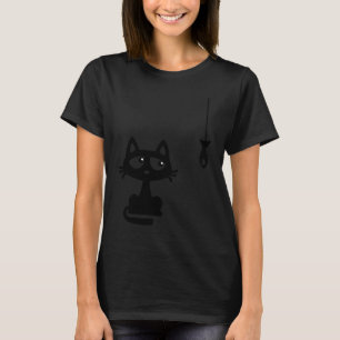 Camiseta Gatos De Gato Preto E De Peixe, Cuja Pesca