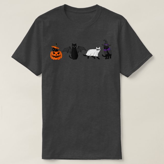 Camiseta Gatos de Halloween Bons Pumpkin Demon Ghost Witch (Frente do Design)