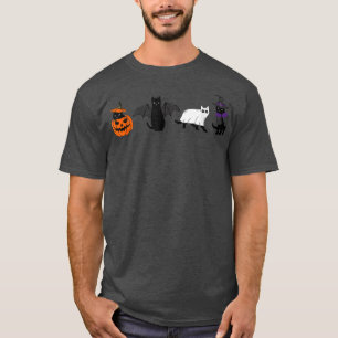 Camiseta Gatos de Halloween Bons Pumpkin Demon Ghost Witch
