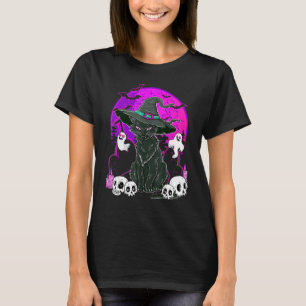 Camiseta Gatos De Halloween Com Roupa De Chapéu De Bruxa, H
