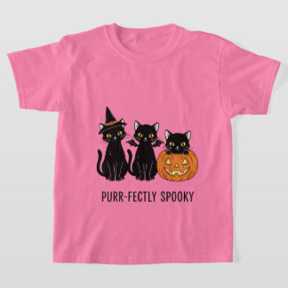 Camiseta gatos de Halloween com uma abóbora 