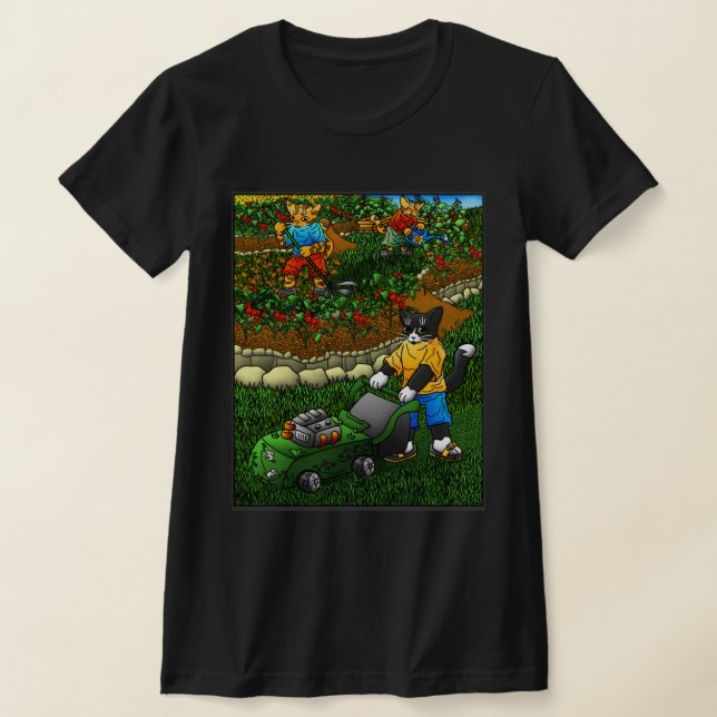 Camiseta Gatos De Jardinagem De Verão (Postura )