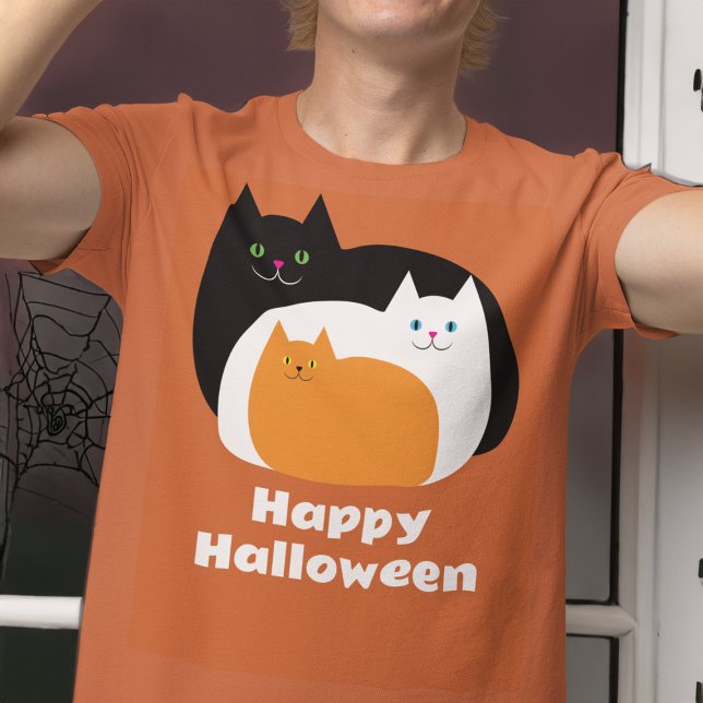 Camiseta Gatos De Laranja Halloween (Criador carregado)