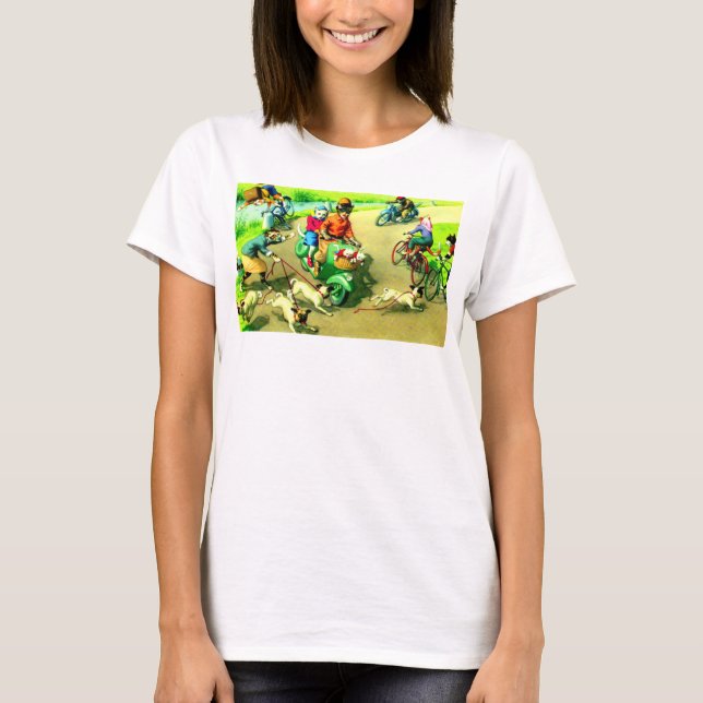 Camiseta Gatos de manutenção em motociclos e bicicletas (Frente)