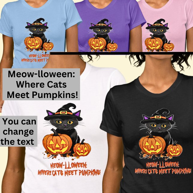 Camiseta Gatos de MEOW-LLOWEEN Encontram Abóboras (Criador carregado)
